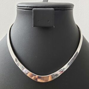 Sterling Silver 925 Solid Sterling Heavy V Neck Cuff Necklace